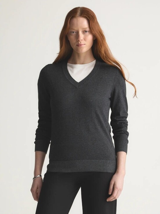 Quince Sweaters - Quince Charcoal V-Neck Women's Sweater Size M